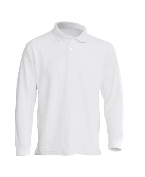 Long-sleeved polo shirt JHK, men's, white - Work Foxx