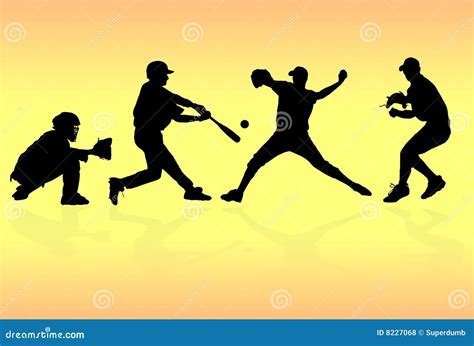 Baseball Players Silhouettes Stock Illustration - Illustration of ...