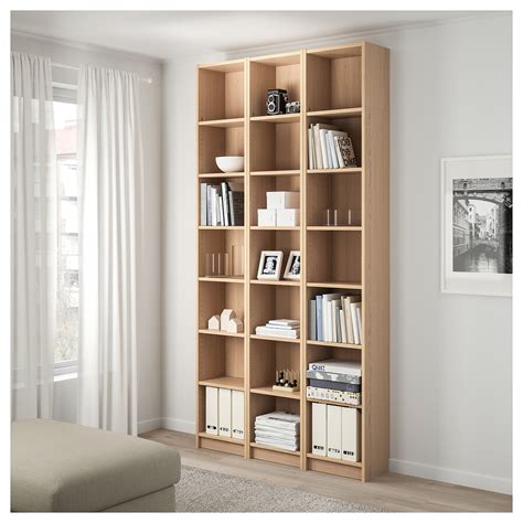 BILLY - 書櫃, 實木貼皮, 染白橡木 | IKEA 台灣