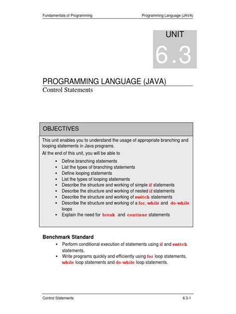 Image result for Java Control Statement PDF