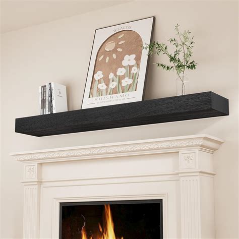 SAUMONIERES Fireplace Mantel Shelves 48 Inch Solid Wood Wall Mounted ...