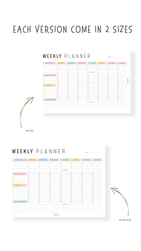 Colorful Weekly Hourly Planner Template Printable – mrsneat