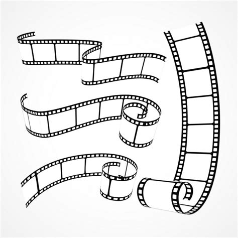 Sammlung von 3D-Filmstreifen auf weißem Hintergrund | Kostenlose Vektor