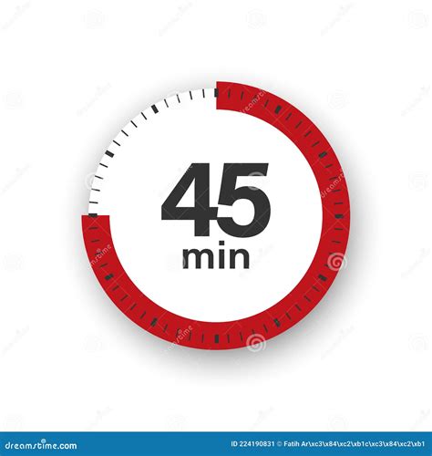 45 Minutes Timer. Stopwatch Symbol in Flat Style. Editable Isolated ...