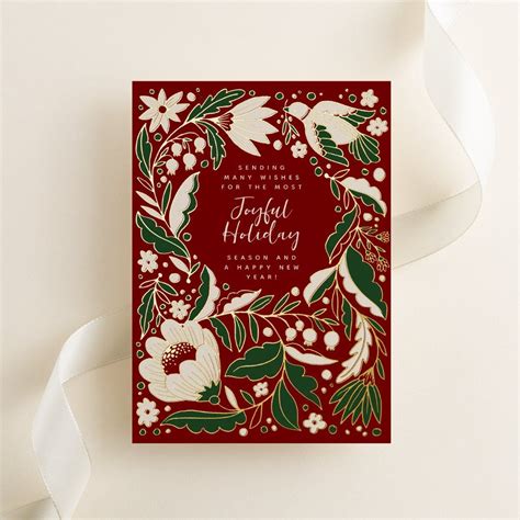 Red Joyful Holiday Folk Illustration | Zazzle | Christmas cards, Bird ...