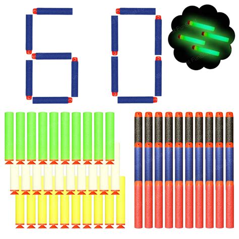 FunBlast Foam Bullets for Toy Gun – 60 Pcs of Glow in The Dark Dart ...
