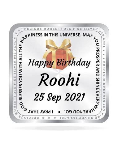 Precious Moments Personalised BIS Hallmarked Happy Birthday Silver Squ