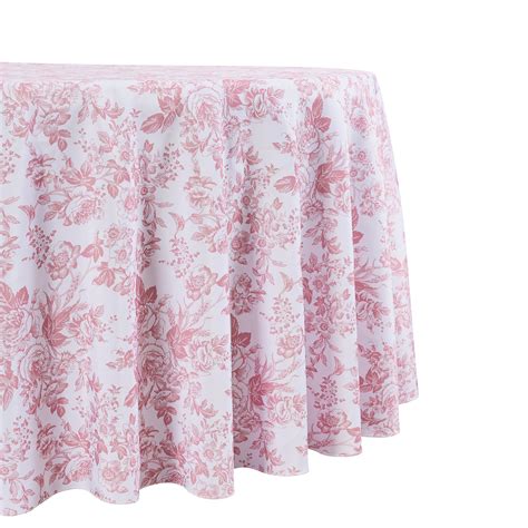 French Toile 120" Round Tablecloth - Dusty Rose/Mauve - CV Linens™