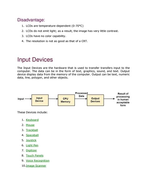 Input Devices Display Processor - Disadvantage: 1. LCDs are temperature ...