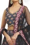 Buy Black Chiffon, Silk, Net Embroidery Floral Pattern Blouse Lehenga ...