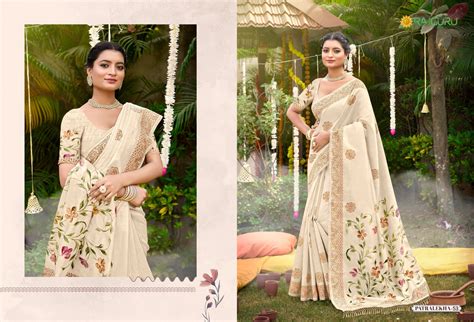 Rajguru Patralekha Tusser Silk Brush Printed Saree