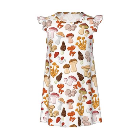cartoon mushroom Girls Nightgown, Flutter Short Sleeves Night Dress ...