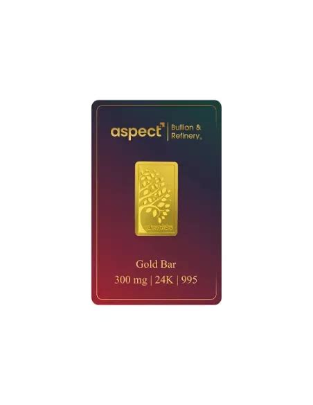 Aspect Bullion Kalpvruksha Gold Bar 0.300 Milligrams in 24 Kt 995 Puri