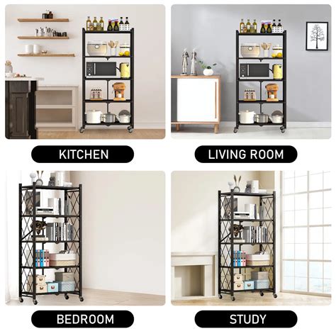 Kitchen Racks: Foldable Shelves for Home and Kitchen Storage: 5-tier M ...
