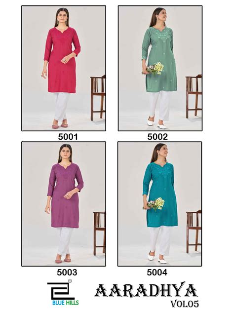 Blue Hills Aaradhya Vol 5 Rayon Kurti 4 pcs Catalogue