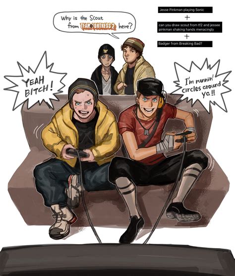 scout, jesse pinkman, red scout, skinny pete, and badger (sonic and 2 ...