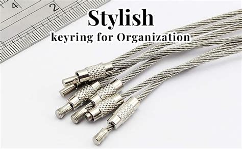 PALAY® 20Pcs Stainless Steel Keyring, 15cm Wire Rope Key Ring cables ...