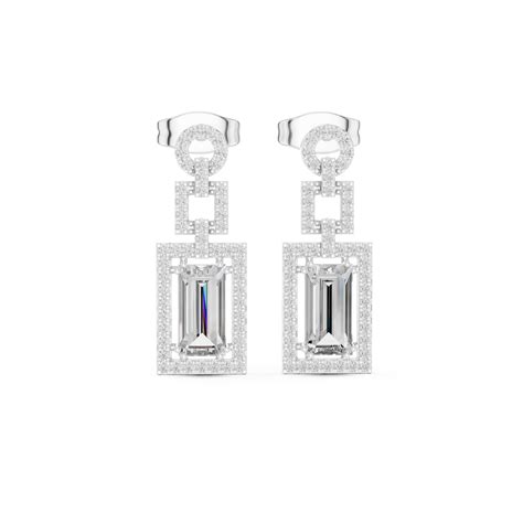 Art Deco Emerald-Cut Diamond Drop Earrings – Nena Jewels
