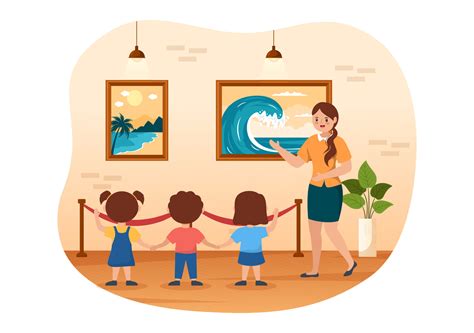 Art Gallery of Kids Museum Visitors View Exhibition of Modern Abstract Paintings in Contemporary ...
