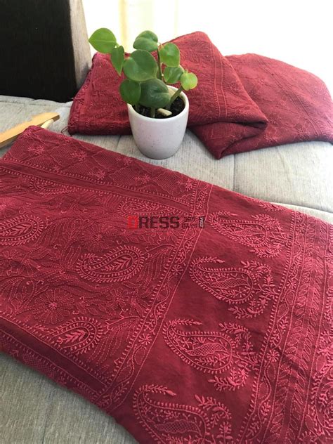 Maroon Chikankari Hand Jaali Lehenga Set – Dress365days