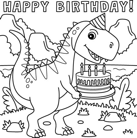 Dinosaur Birthday Coloring Pages