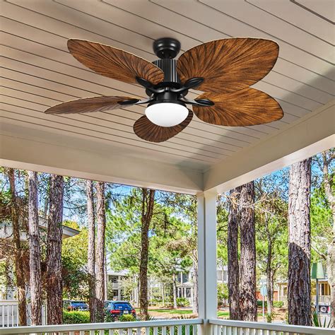 Dextrus 52-inch Palm Leaf Ceiling Fans with Light and Remote, outdoor ...