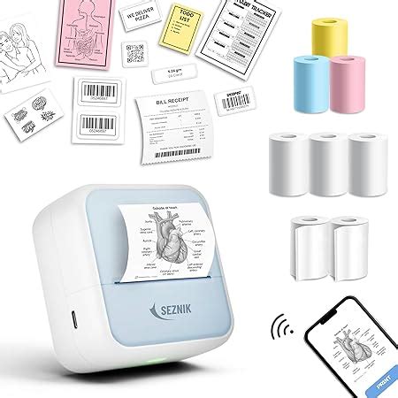 SEZNIK Mini Wireless Monochrome Home Inkjet Printers, Inkless ...