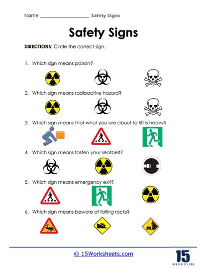 Safety Signs Worksheet 的图像结果