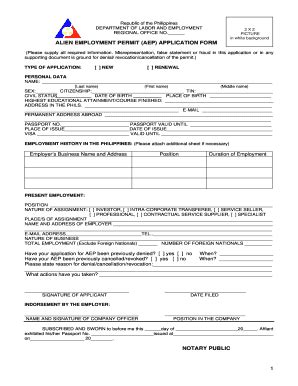 Alien Employment Permit Application Form 2020 - Fill and Sign Printable ...