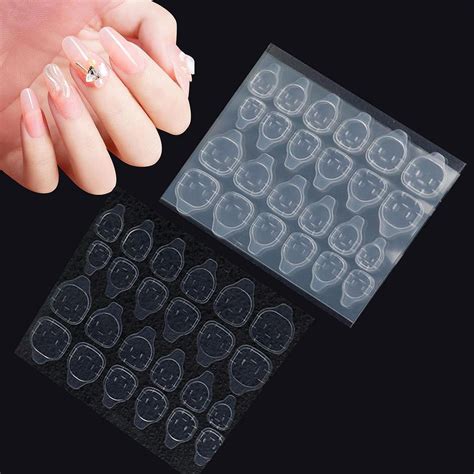 Nail Sticky Tabs,50-Sheet False Nail Glue Stickers | Transparent ...