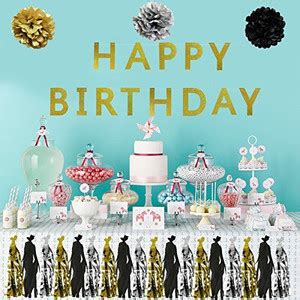 BELLE VOUS Complete Black, Silver and Gold Birthday Party Decoration ...