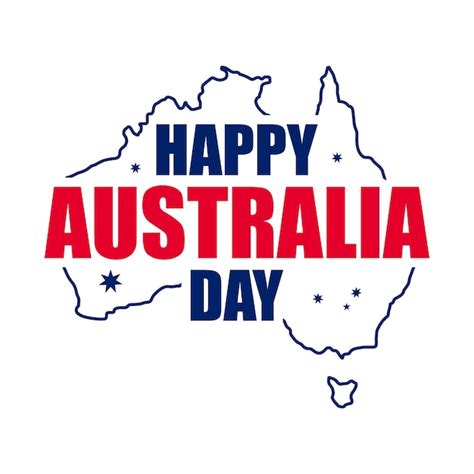 Happy australia day typography vector illustration on an australian map ...