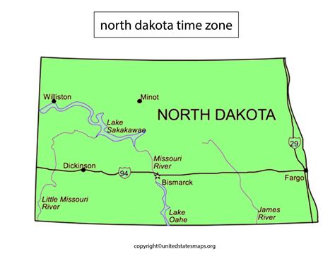 North Dakota Time Zone Map | US Time Zone Map North Dakota