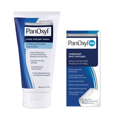 Panoxyl Acne Wash 4% Bundle with PM Patches - Complete Acne Treatment ...