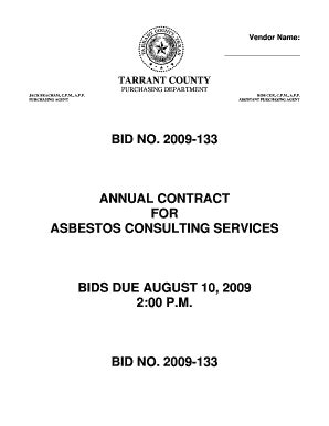 Bid No. 2009-133 Annual Contract For Asbestos ... - Tarrant County ...