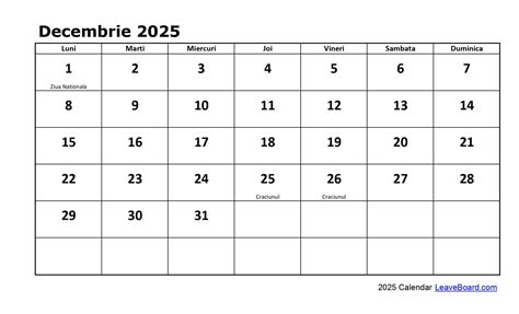 Calendar Ianuarie 2025 Cu Sarbatori Legale Zile Libere 2025 ...
