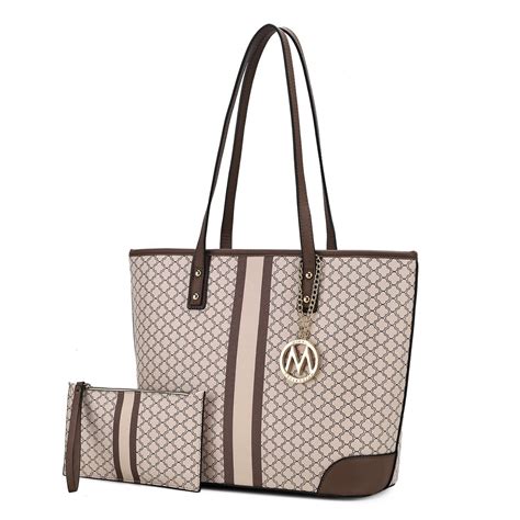 MKF Collection Arya Vegan Leather Women's Tote Bag & Wristlet 2-Piece Set by Mia K. - Nude/Taupe ...
