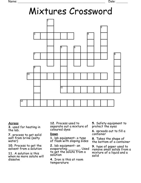 Mixtures Crossword - WordMint