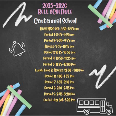 CENTENNIAL SCHOOL BELL SCHEDULE 2025-2026 SCHOOL YEAR | Centennial School