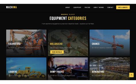 Heavy Equipment Rental & Construction Machinery HTML5 Template