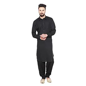 SOJANYA (Since 1958 Men's Black Cotton Blend Pathani Kurta & Salwar Set ...