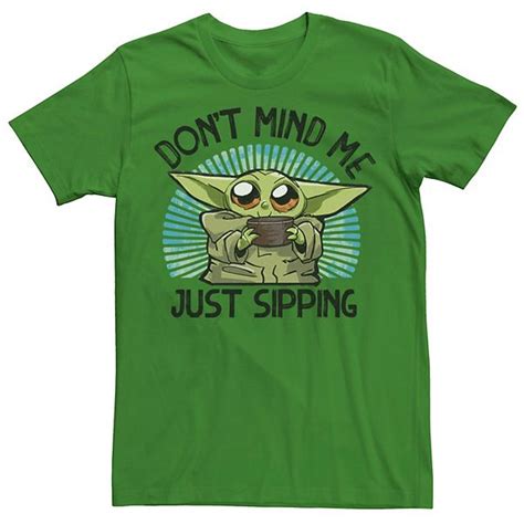 Men's Star Wars The Mandalorian The Child Just Sipping Portrait Tee