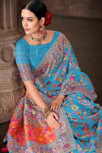 Buy Divastri Woven Bollywood Cotton Blend Blue Sarees Online @ Best ...