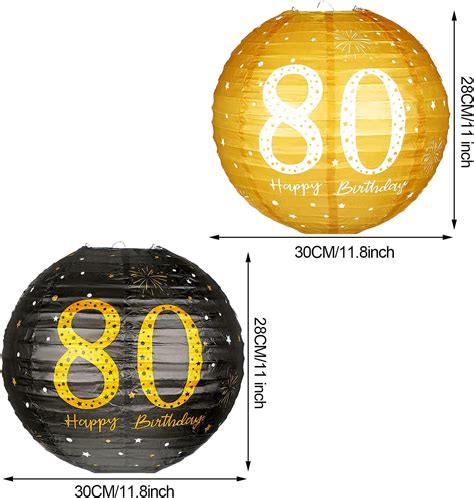 Buy 6 Pieces 80 Birthday Party Decorations Hanging Paper Lanterns Black ...