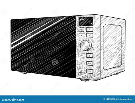 Microwave Oven Illustration, Drawing, Engraving, Ink, Line Art, Vector ...