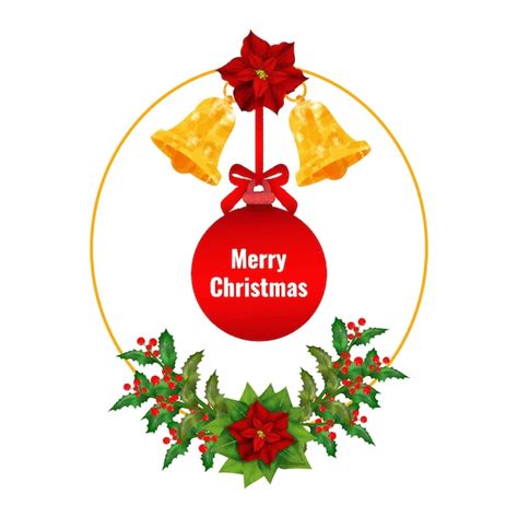 Cadre de Noël avec vecteur de ruban de cloche Cadre rond doré avec des ...