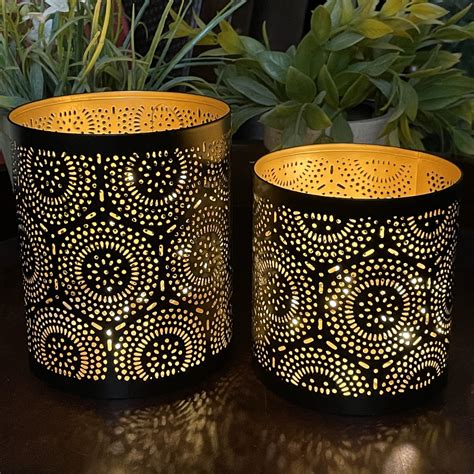 Contemporary 2 Piece Metal Votive Holder Set