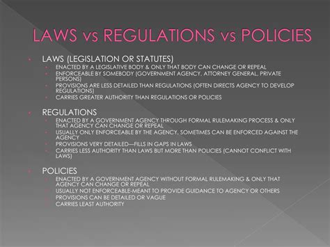 PPT - LAWS vs REGULATIONS vs POLICIES PowerPoint Presentation, free ...