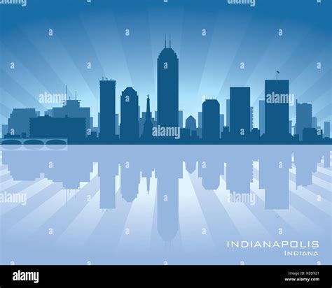 Indianapolis, Indiana skyline illustration with reflection in water ...