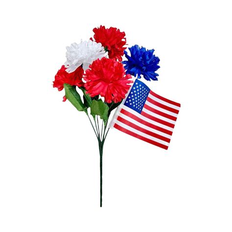 HeaCare Red White and Blue Decorations Artificial Tricolor Flowers and ...